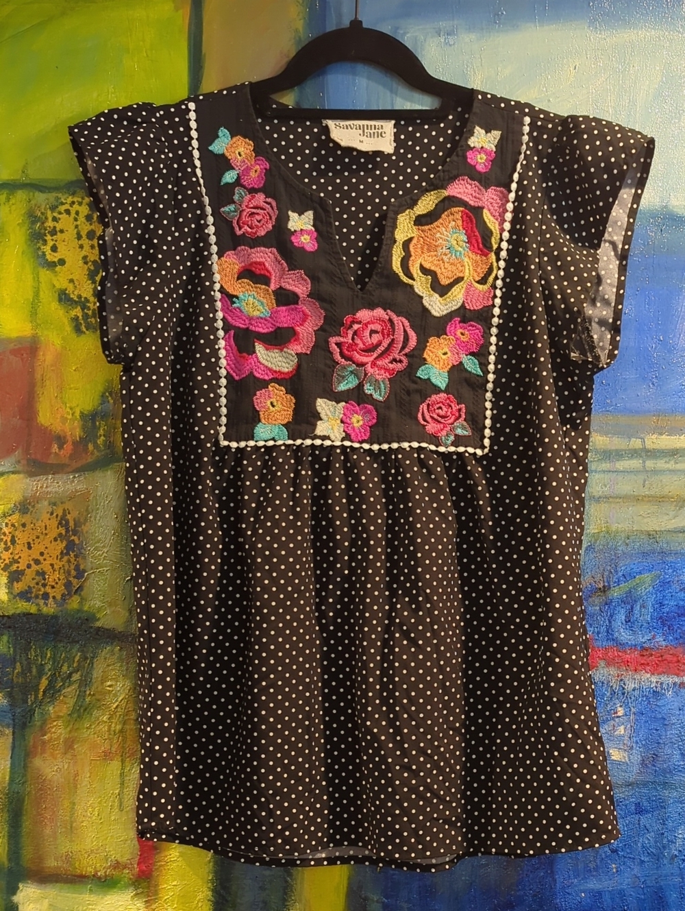 Savanna Jane Embroidered Top Size Medium